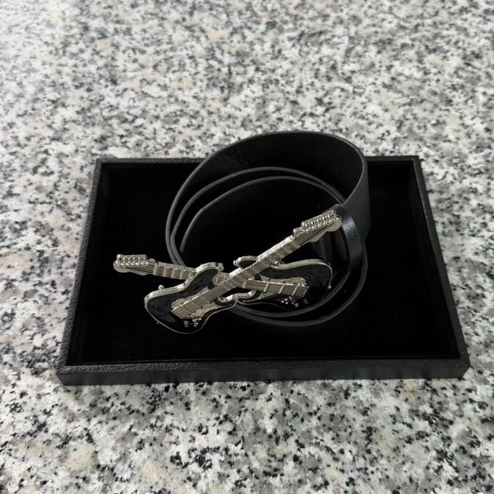 Chrome Steel Y2k Black Music Guitar Belt Brand New